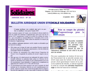 Bulletin juridique Solidaires n° 30
